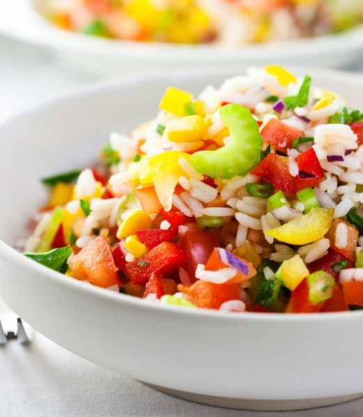 Colorful rice and vegetable salad